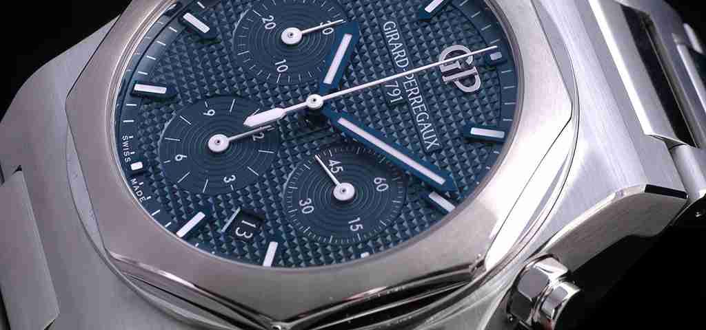 Baselworld 2018 Replica Uhren Girard-Perregaux Laureato Chronographen Blaues Zifferblatt Edelstahl und Rotgold