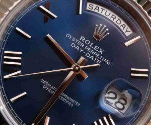 Oyster Perpetual Replica Uhren Rolex Day-Date 40 Präsident Blaues Zifferblatt 18 Karat Weißgold Rezension