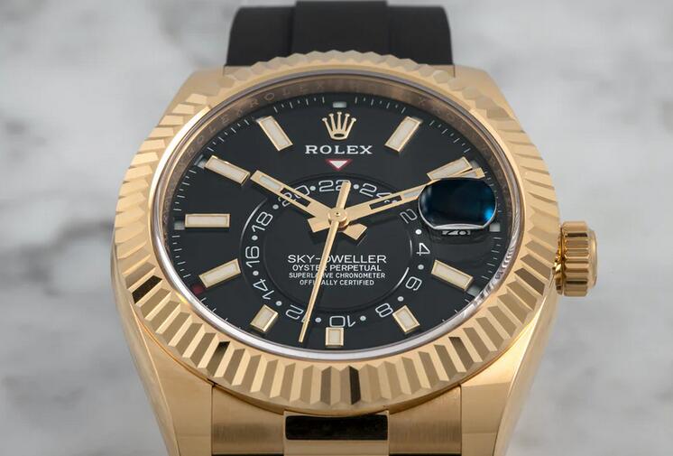 Replica Uhren Rolex Sky-Dweller Oysterflex Jahreskalender 18 Karat Gelbgold 42mm 1