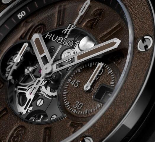 Die Replik der Uhren Hublot Urknall Unico Berluti Kaltbraune Keramik 3