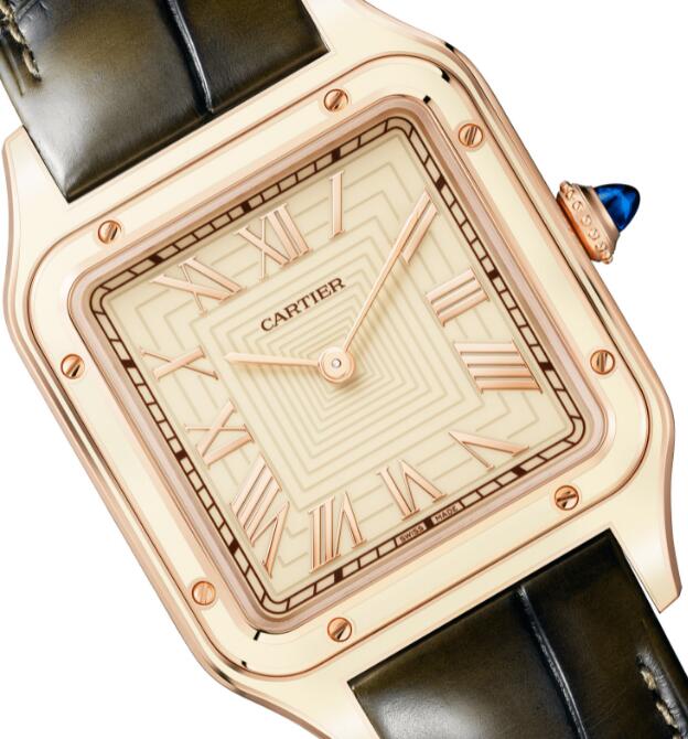 Replik Cartier Santos-Dumont mit Handaufzug aus Platin, Gold und Stahl Limitierte Auflage 1