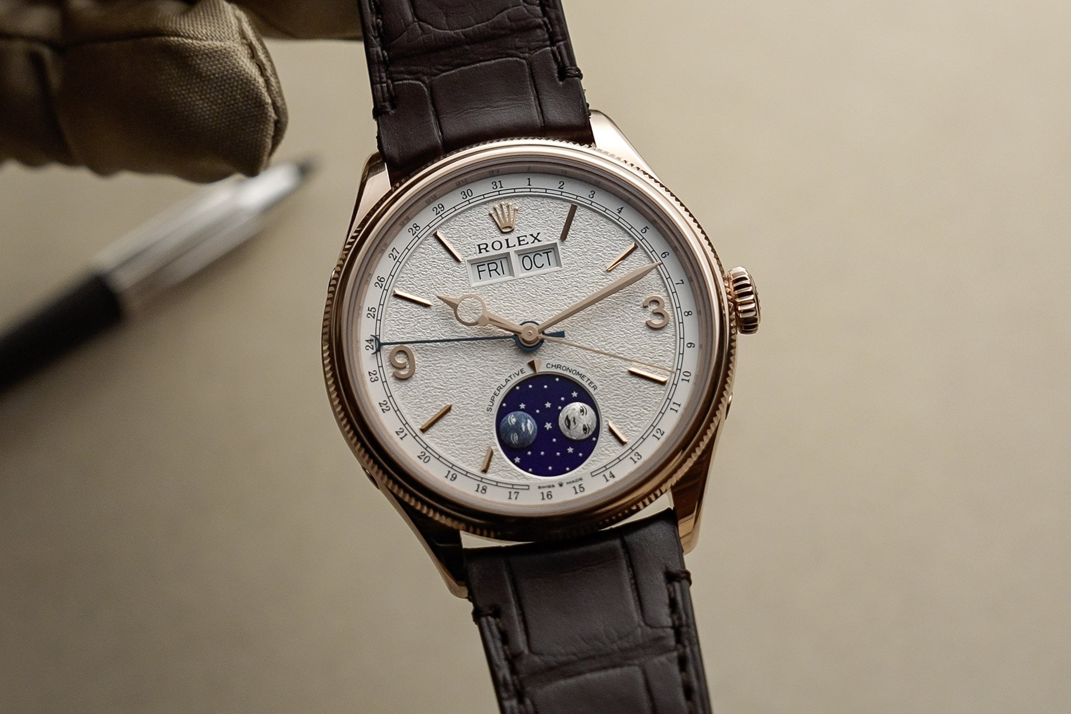 Rolex Perpetual Padellone Annual Calendar Watches mit Everose-Gold-Gehäuse und weißem Zifferblatt